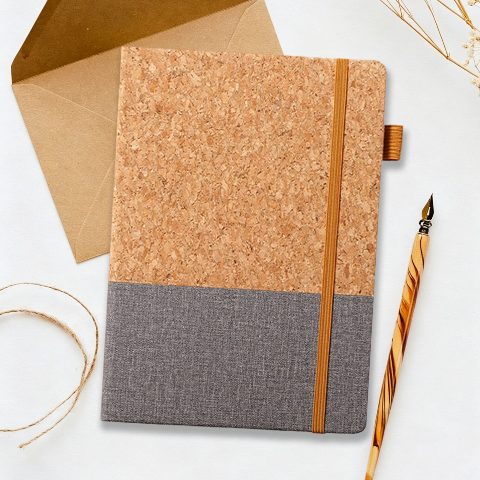 VKLU 4 Pack Cork and Leather Patchwork Journals, 8.5" x 5.7" Hardcover Notebook Set for Academic Year Planning and Professional Organizing, All Colors