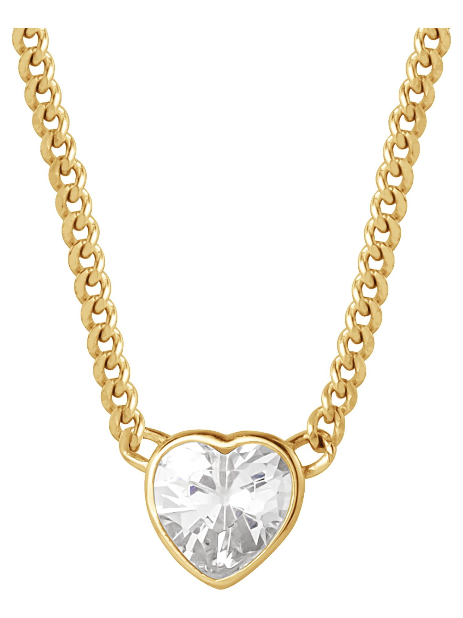 Brilliance Fine Women's Cubic Zirconia Yellow Gold Plated Sterling Silver Heart and Butterfly Necklace Set, 18"