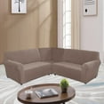 thumbnail image 1 of HAHDAXIA Sectional Velvet Stretch L Shape Sofa Cover 5 Seat Corner L Shaped Couch Cover Sectional Slipcovers Furniture Protector Thick Soft Washable Taupe, 1 of 7
