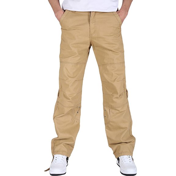 Vedolay Pants for Men Linen Beach Pants Lightweight Summer Pants with Drawstring Khaki,34