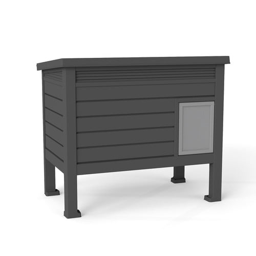 PawsomePad Outdoor Cat House, Weatherproof Cat Shelter with Raised Floor and Door (Black)