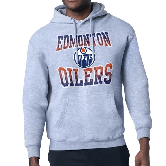 Men's Starter Gray Edmonton Oilers Comic Style Team Graphic Hoodie