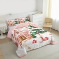 thumbnail image 3 of Manfei Girls Pink Christmas Bedding Comforter Set, Gingerbread House Snowman Twin Comforter Sets, Xmas Tree Sled Bedding Set, Breathable Home Decor, Reversible 2pcs, 3 of 8