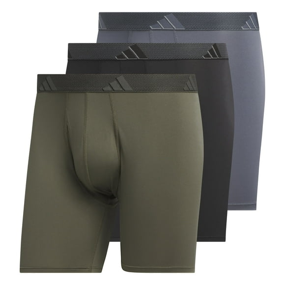 Calzoncillo bóxer adidas, paquete de 3 unidades, para hombre, verde oliva/negro/gris