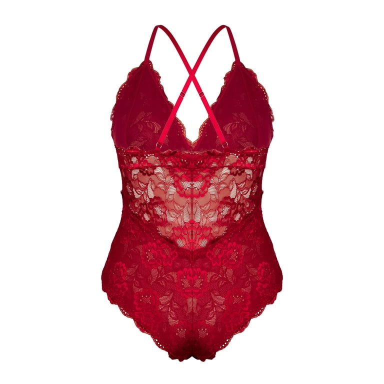 Lingerie for Women Plus Size Lace Teddy Lingerie Bodysuit One Piece Babydoll Walmart