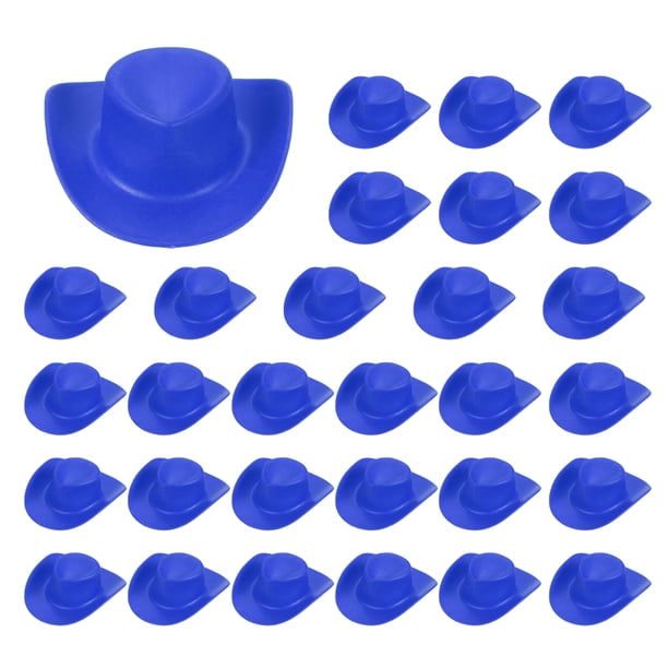 Sombrero de vaquero mini Uxcell, pequeños sombreros de vaquero azul de plástico para decoración de fiestas