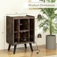 thumbnail image 3 of Gymax Record Player Stand w/ 4 Storage Compartments Supporting Legs Charging Station Brown, 3 of 10