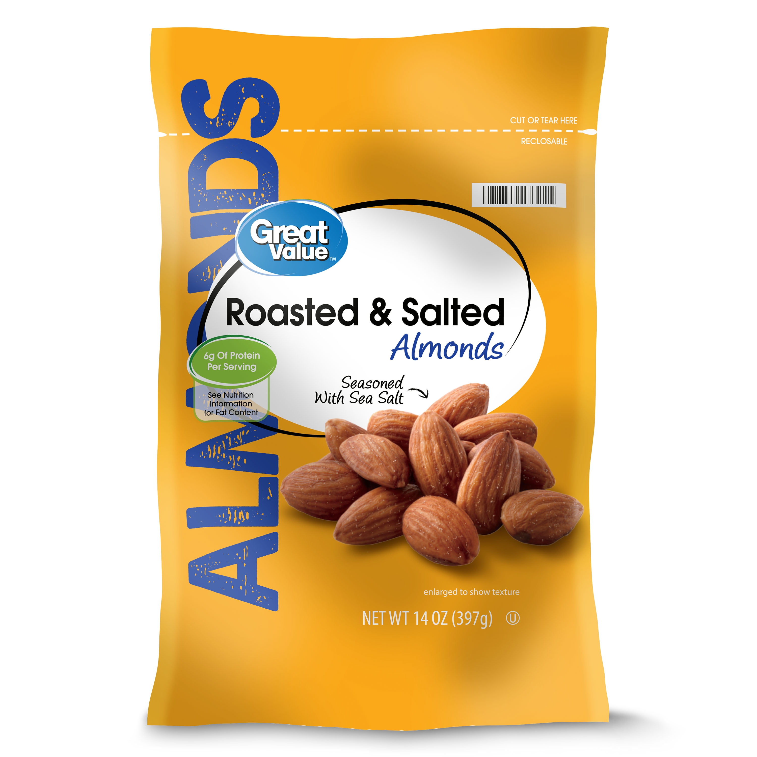 Great Value Roasted & Salted Almonds, 14 oz