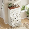 thumbnail image 5 of Harding Farmhouse 7 Drawers Dresser for Bedroom, 58.7''Tall Chest of Drawer Nature Texture Vintage Design Organizer for Living Room, Hallway, White & Brown, 5 of 5