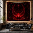 thumbnail image 6 of Ornate Lantern Beneath a Red Crescent Moon and Carved Pumpkins, Eerie Gothic for Halloween Fans, Lantern Moon Art, Halloween Gift, Tapestry Wall Hanging for Bedroom and Den, 6 of 7