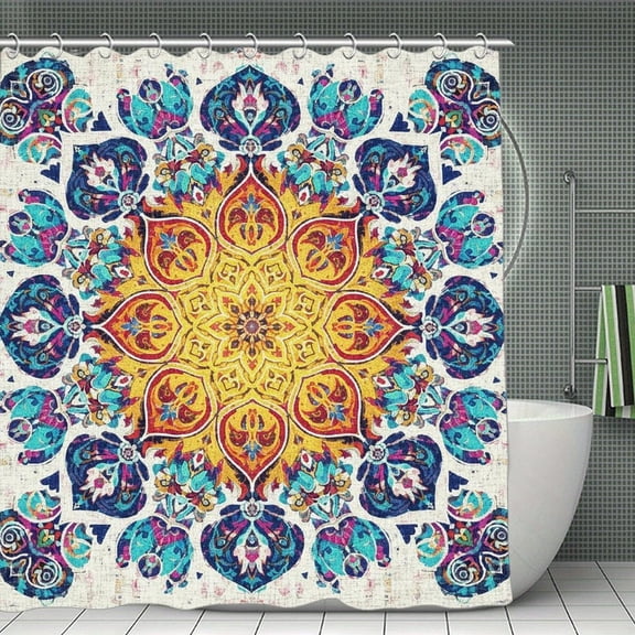 Boho Burnt Orange Terracotta Rust Colored Print Shower Curtain,Modern Fabric Waterproof Shower Curtain Set with Hooks 70.8×70.8Inch (180×180cm)