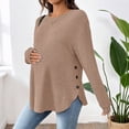 thumbnail image 7 of Fnooota Maternity Long Sleeve Tops, Knitted Stretchy Loose Fit Crew Neck Pregnancy Clothes Khaki Size S-2XL, 7 of 7