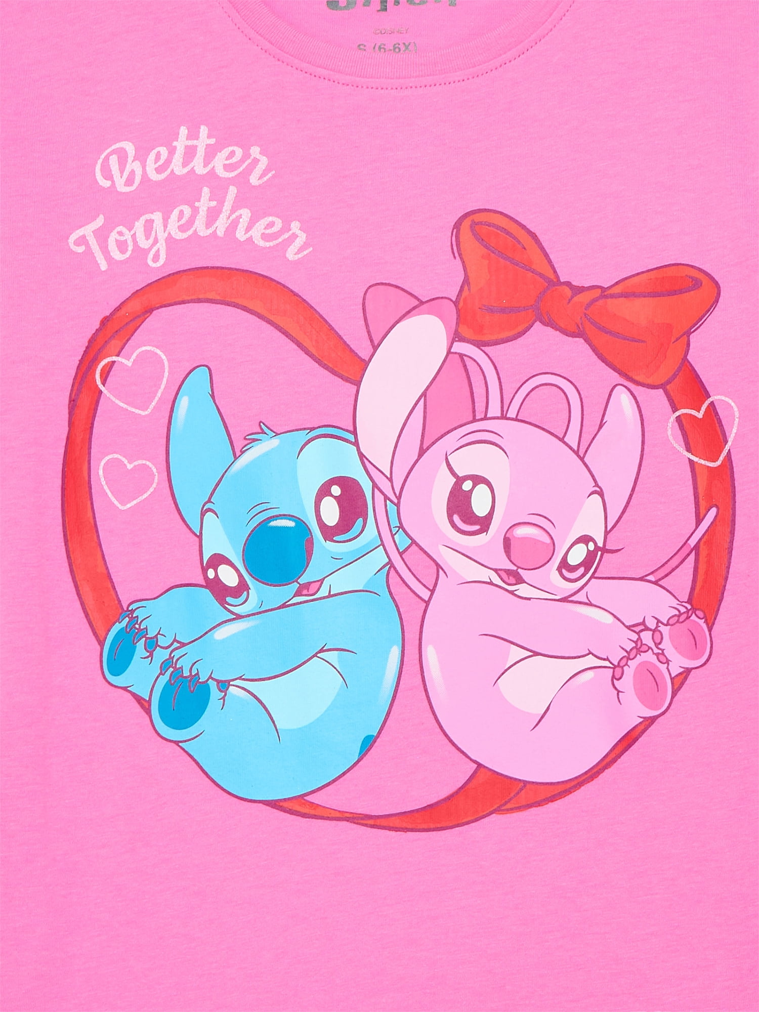 Stitch & Angel Girls Valentine's Day Graphic Tee, Sizes 4-16