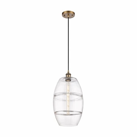 516-1P-BB-G557-10CL Innovations Lighting Vaz - 1 Light Cord Hung Mini Pendant In Industrial Style-18.5 Inches Tall and 10 Inches Wide-Brushed Brass