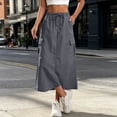 thumbnail image 4 of STETMN Women's Cargo Midi Skirt, Summer Casual Ankle Length Drawstring Waist Skirt with Multi Pockets for Streetwear, 4 of 8
