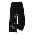 thumbnail image 3 of Pants for Women Black Ladies Spring And Summer Loose Trendy Casual Embroidered Cotton And Linen Pants Pants XXXXL, 3 of 6