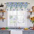 thumbnail image 3 of 2 Pack Vintage Flower Leaf Valance for Window Purple Floral Green Eucalyptus Leaves Wooden Grain Kitchen Valance Rod Pocket Short Curtain Topper Decorative Window Treatment for Living Room 60"x18", 3 of 9