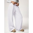 thumbnail image 4 of Women'S Wide Leg Sweatpants Baggy Drawstring High Waisted Joggers Lounge Sweat Pants with Pockets White S, 4 of 8