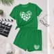 thumbnail image 4 of Vestido de manga corta para niños Día de San Patricio impreso de dos piezas Conjunto de cuello redondo con pantalones cortos, blusa de manga corta, 4 of 6