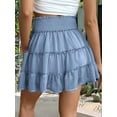 thumbnail image 3 of Womens Summer Flowy High Waist Ruffle Casual Cute Boho Beach Short Skirts Built-in Shorts Blue XXL, 3 of 5