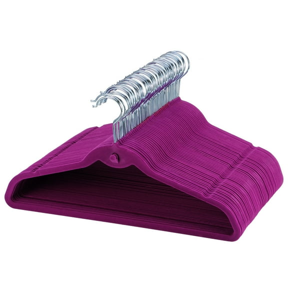 Ollieroo Premium Velvet Hangers,100 Pack Clothing Hangers,Non-Slip and Durable Coat Hangers,Heavy Duty Hangers with 360 Degree Rotatable Hook,Purple