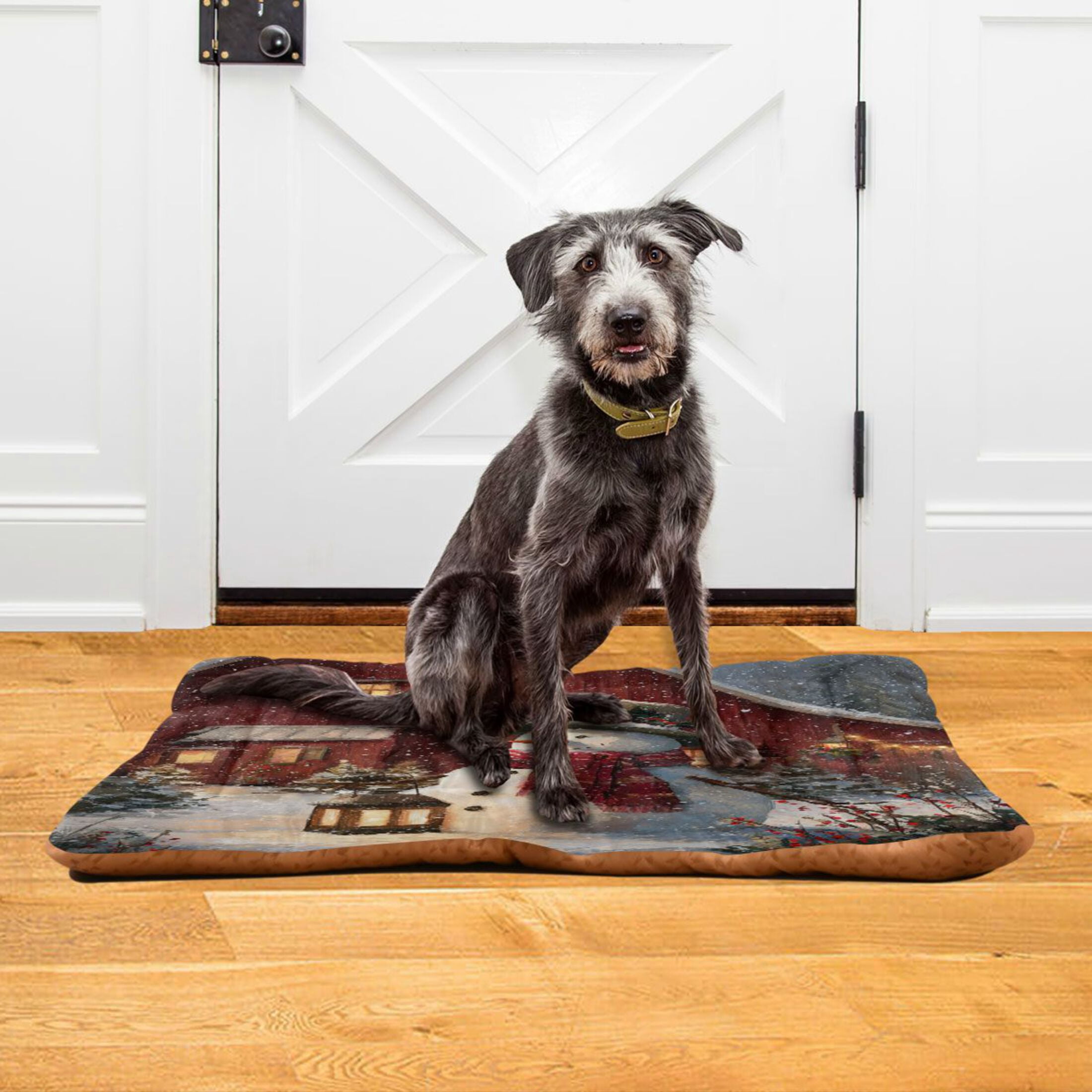 Qxltty Adorable Snowman Ped Pad Wear-resistant and Hard to Bite Through Sleeping Pad for Small Medium Large Dogs Winter Pet Bed 36×24in
