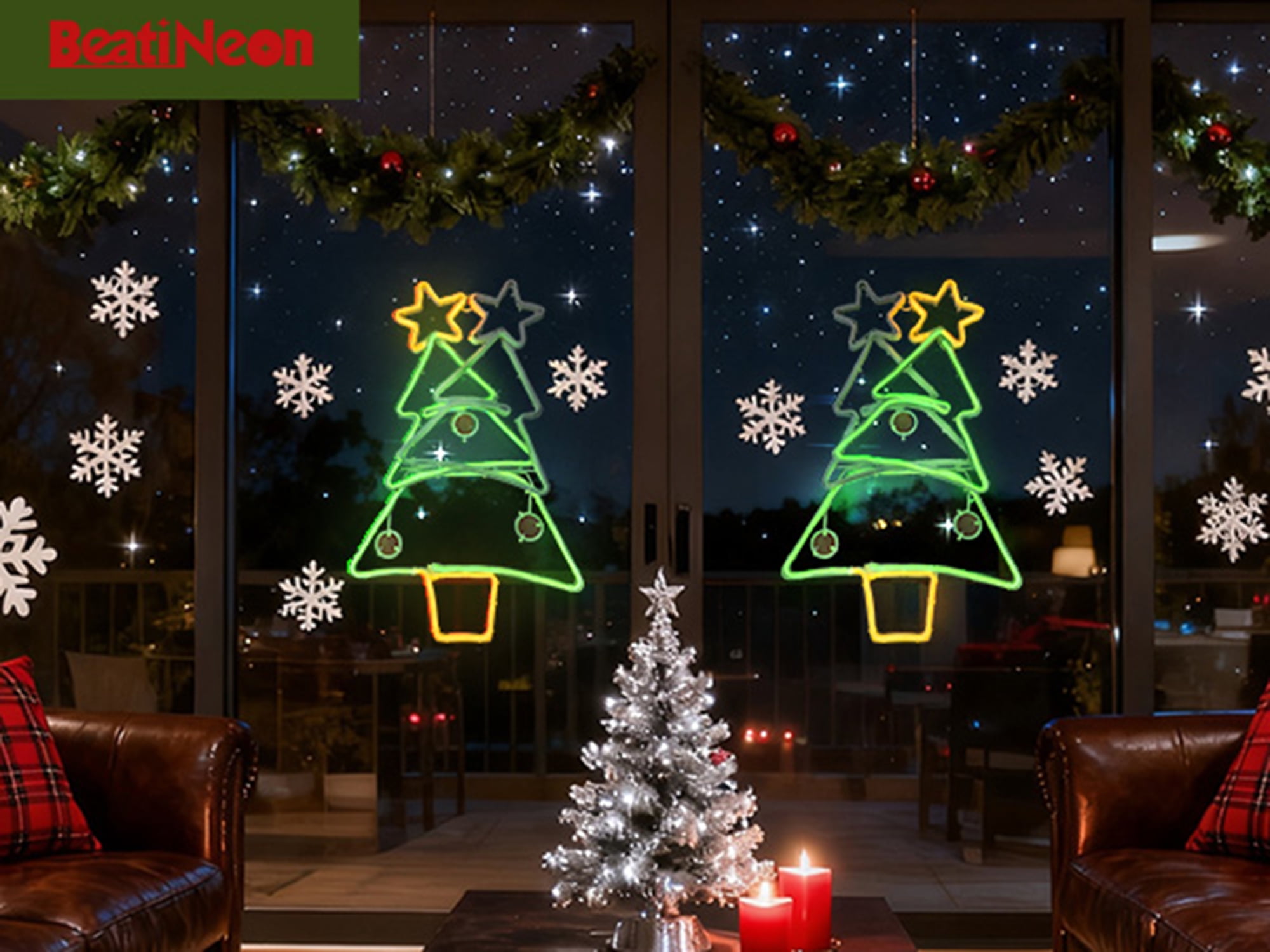 Beatineon Swinging Christmas Tree Neon Sign, 23" Dynamic Wall Decor with 8H Timer & Speed Control, Indoor Holiday Light for Home Office Bar