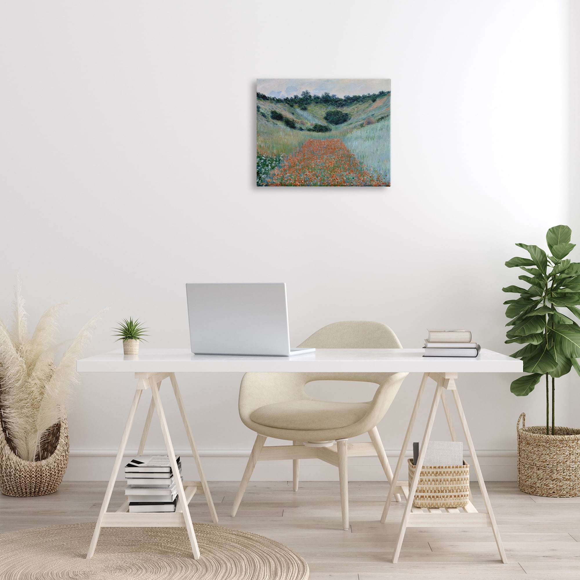 Stupell Industries Classic Poppy Field in Hollow Landscape & Nature Painting Wrapped Canvas Art Print Wall Art, 20 x 16