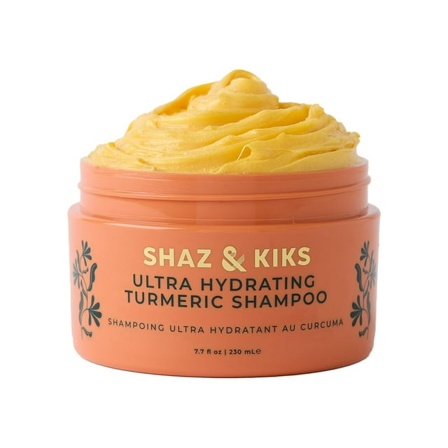 Champú de cúrcuma ultrahidratante SHAZ & KIKS | Champú sin sulfato para cuero cabelludo seco y escamoso con picazón | Ofrezca hidratación profunda con cúrcuma y mantequilla de Kokum