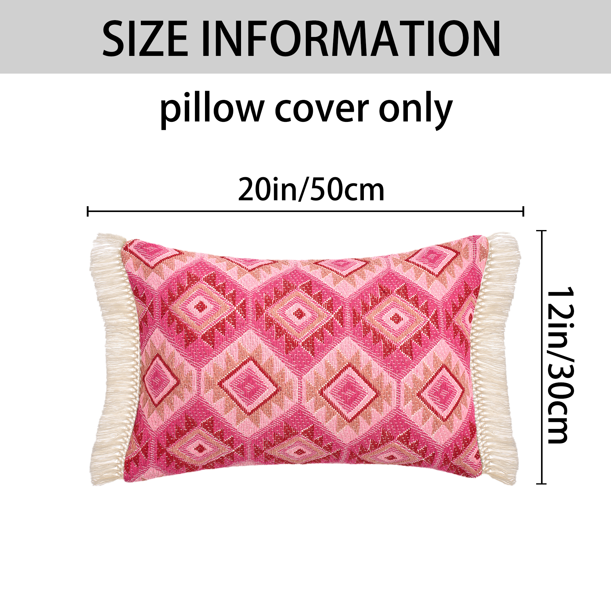 Unique Bargains Boho Throw Pillow Covers Geometric Pattern Cushion Cases 20" x 12" Pink