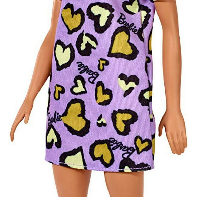 Barbie Doll, Blonde Hair, Purple Heart-Print Dress, White Platform