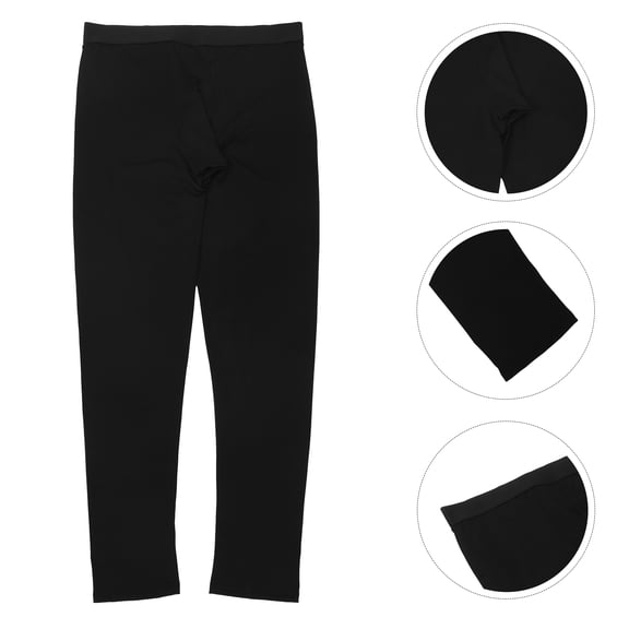IBASETOY Mens Thermal Bottoms Black Polyester Sports Pants with Quick Dry Fabric for Basketball