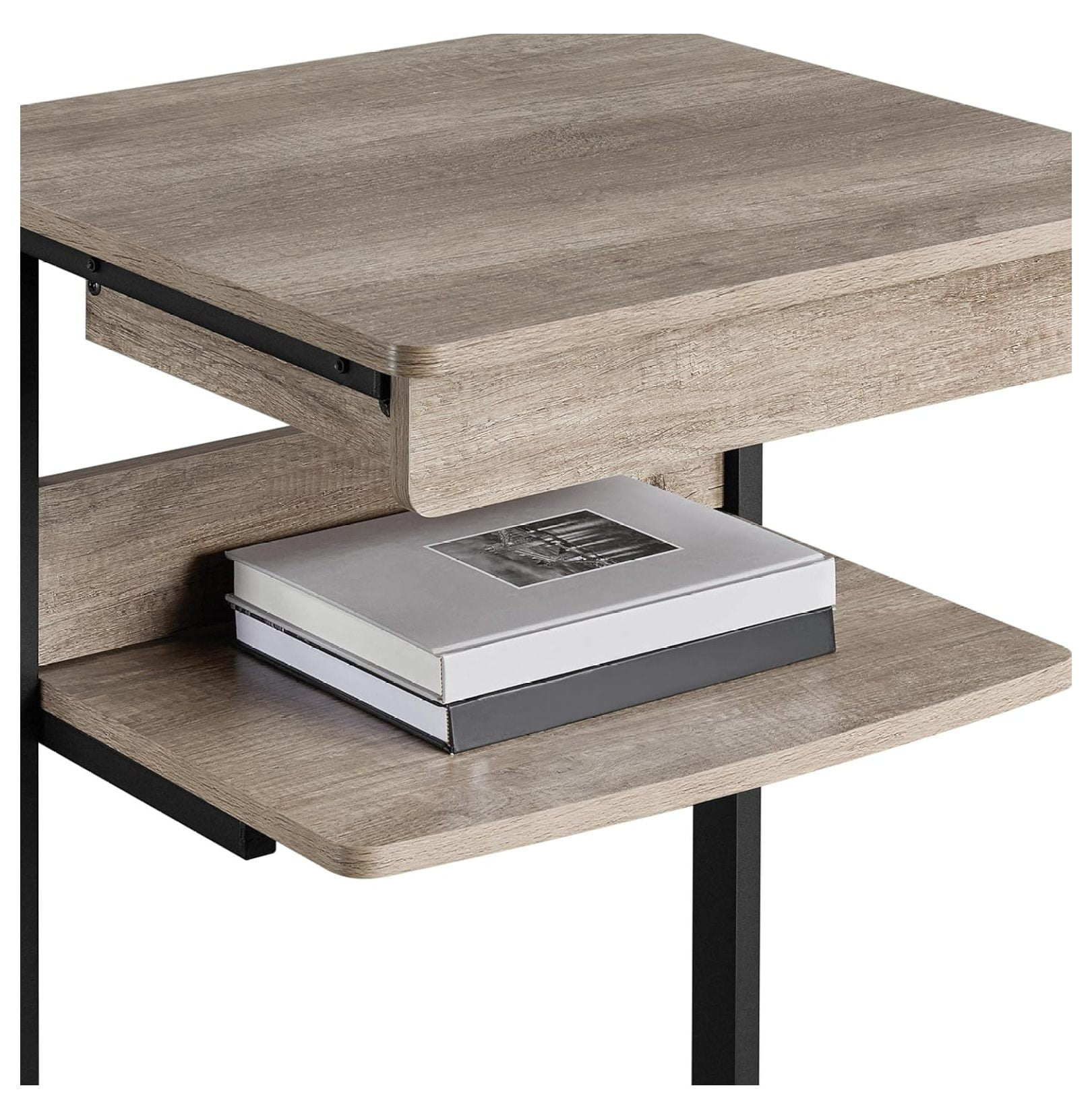 Gray Art Deco Desk, Rolling Computer Desk Cart with Drawer, Small Space for Writing, Laptop, PC, 22 x 20.1 x 31.5 inches