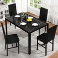 thumbnail image 3 of LinkRomat Dining Table Set for 4, Faux Marble Kitchen Glass Table and 4 PU Leather Upholstered Chairs for Dining Room, Modern Coffee Dinette, Compact Space, 3 of 11