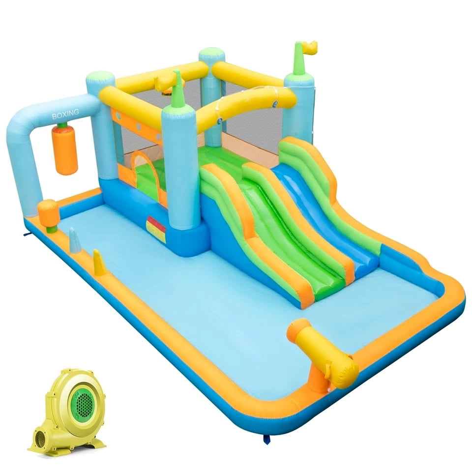 Auranook Inflatable Water Slide Giant Kids Bounce House Park Splash Pool with 735W Blower