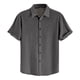 thumbnail image 1 of Camisas Elvqul Hombre Playa Gris Algodón Stretch Manga Corta Liso con Solapa Botones, 1 of 8