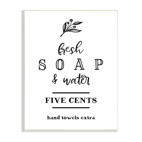 Stupell Industries Fresh Soap & Water Bathroom Washing Botanical Symbol Graphic Art Unframed Art Print Wall Art, Design by Lettered and Lined