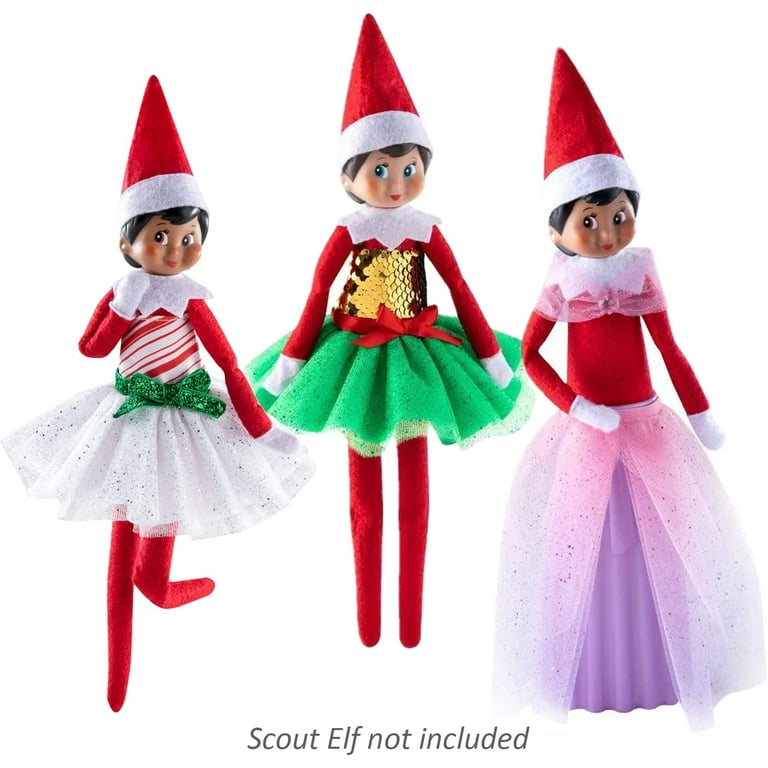 The Elf on the Shelf Claus Couture Glitter Outfit Bundle 3 Pack: Holly  Days, Candy Cane, and Magi-Freeze Glitzy Gala 