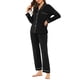 thumbnail image 4 of Pijamas de sueño para mujeres INSPIRE CHIC, conjunto de loungewear de modal con botones, mangas largas y pantalones, talla XS, negro, 4 of 5