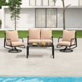 thumbnail image 3 of MAYEERTY 4-Piece Metal Frame Outdoor Patio Set with 2 Swivel Chairs, 1 Loveseat, and 1 Coffee Table, 3 of 9