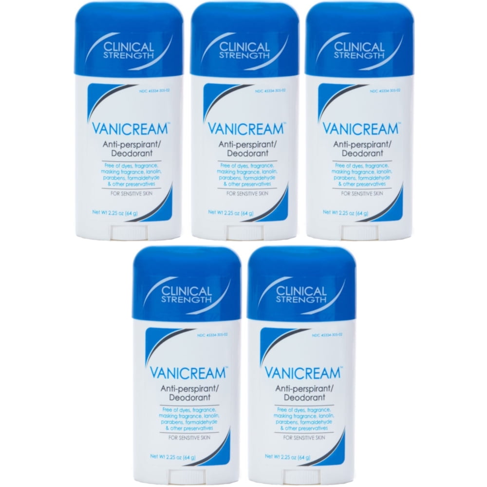 5 Pack Vanicream AntiPerspirant Deodorant for Sensitive Skin 2.25oz