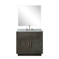 thumbnail image 2 of 36" W X 22" D Brown Oak Bath Vanity , Marble Top, Mirror And Faucet Included - Assembled Cabinet With 34 In. Fixture, 2 of 7