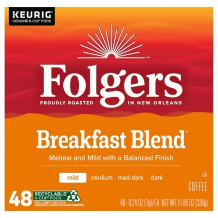 Folgers Breakfast Blend Light Roast K-Cup Coffee Pods