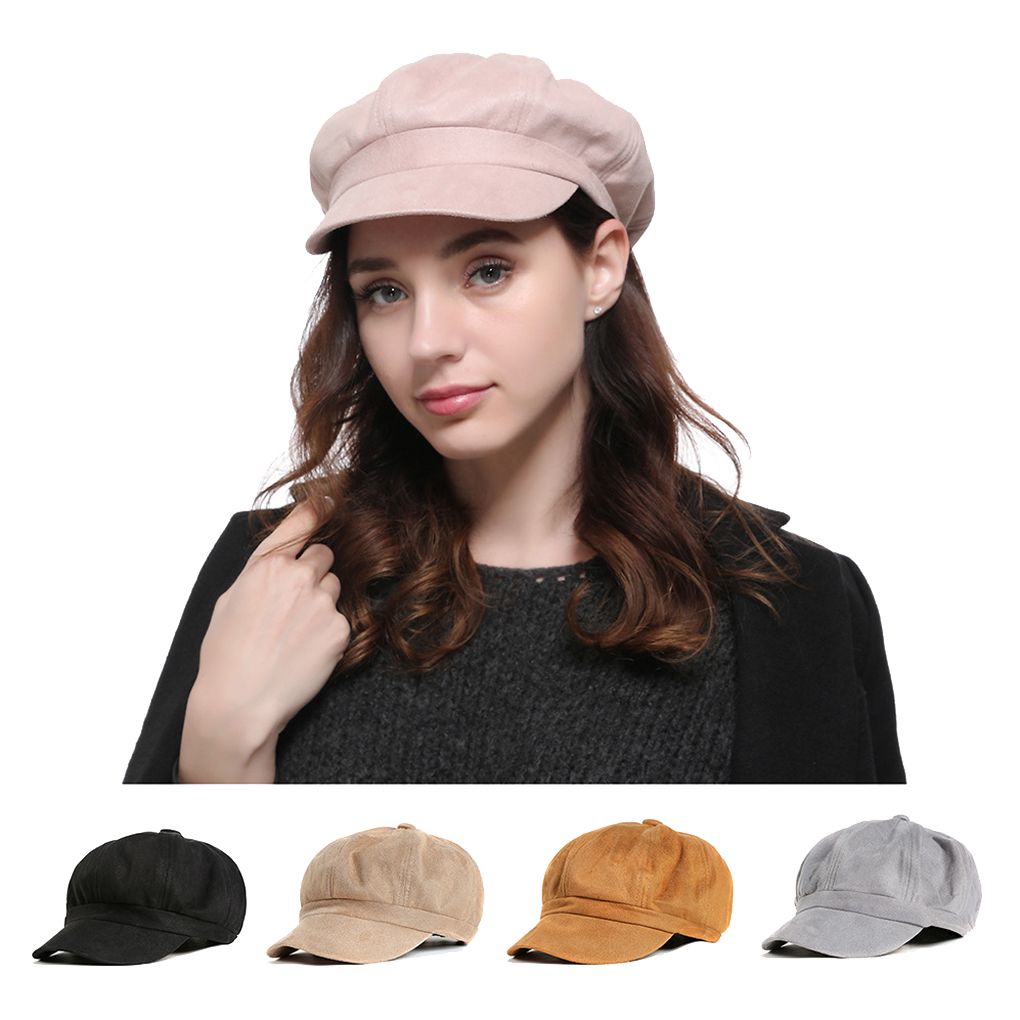 Maoww Women Girls Suede Beret Cap Suede 