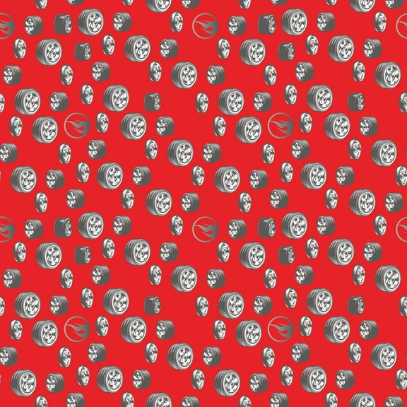 Cotton Hot Wheels Classic Riley Blake Red Wheels Tires Cotton Fabric Print by the Yard (C11483-Red)