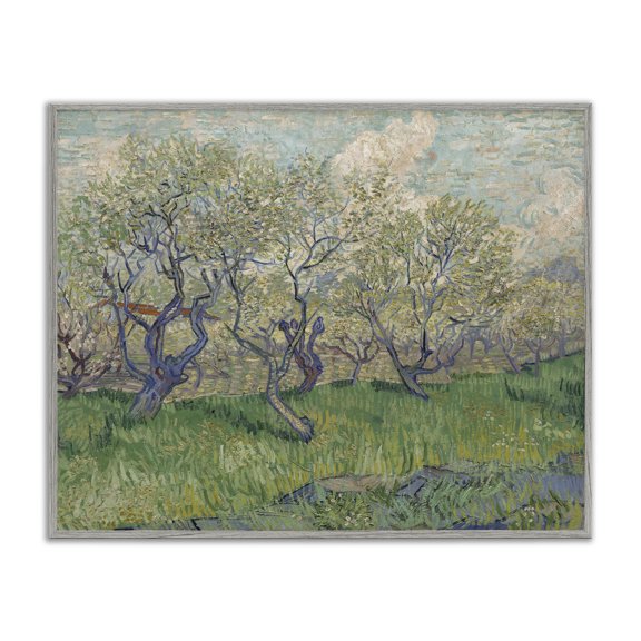 Stupell Industries Classic Van Gogh Blossoming Orchard Landscape & Nature Painting Gray Framed Art Print Wall Art, 30 x 24