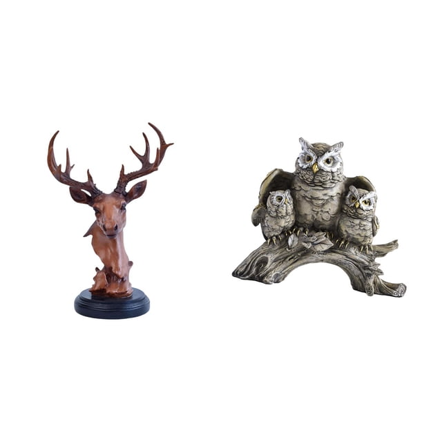 Figura Decorativa De Cabeza De Búho Y Ciervo, Estatua Artesanal De Animales, Decoración Del Hogar, Escultura De Resina, Mesa Moderna Para Sala De Estar, Oficina, Armario, Mesita De Noche,