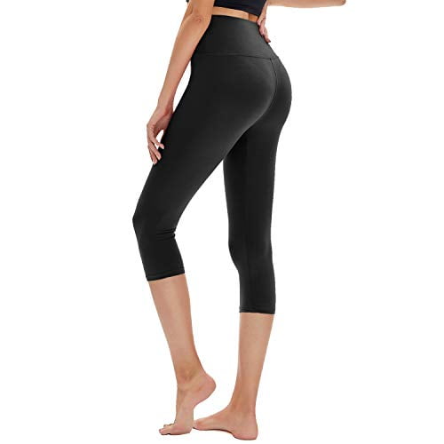TNNZEET Black High Waisted Capri Leggings for Women, Buttery Soft Workout  Yoga Leggings (A-Black, Large-X-Large)