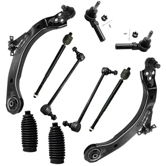 Detroit Axle - Front 10pc Suspension Kit Chevy Cobalt HHR G5 Pursuit Saturn Ion, 2 Lower Control Arms 4 Outer & Inner Tie Rods 2 Sway Bar Links 2 Boots   Bellows Replacement
