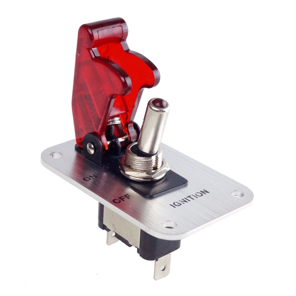 1 Row Safety Cover Aircraft 12V Toggle Switch With Indicator LED Light